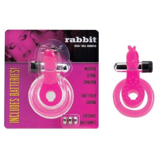 Penisring Cock & Ball Harness Rabbit pink
